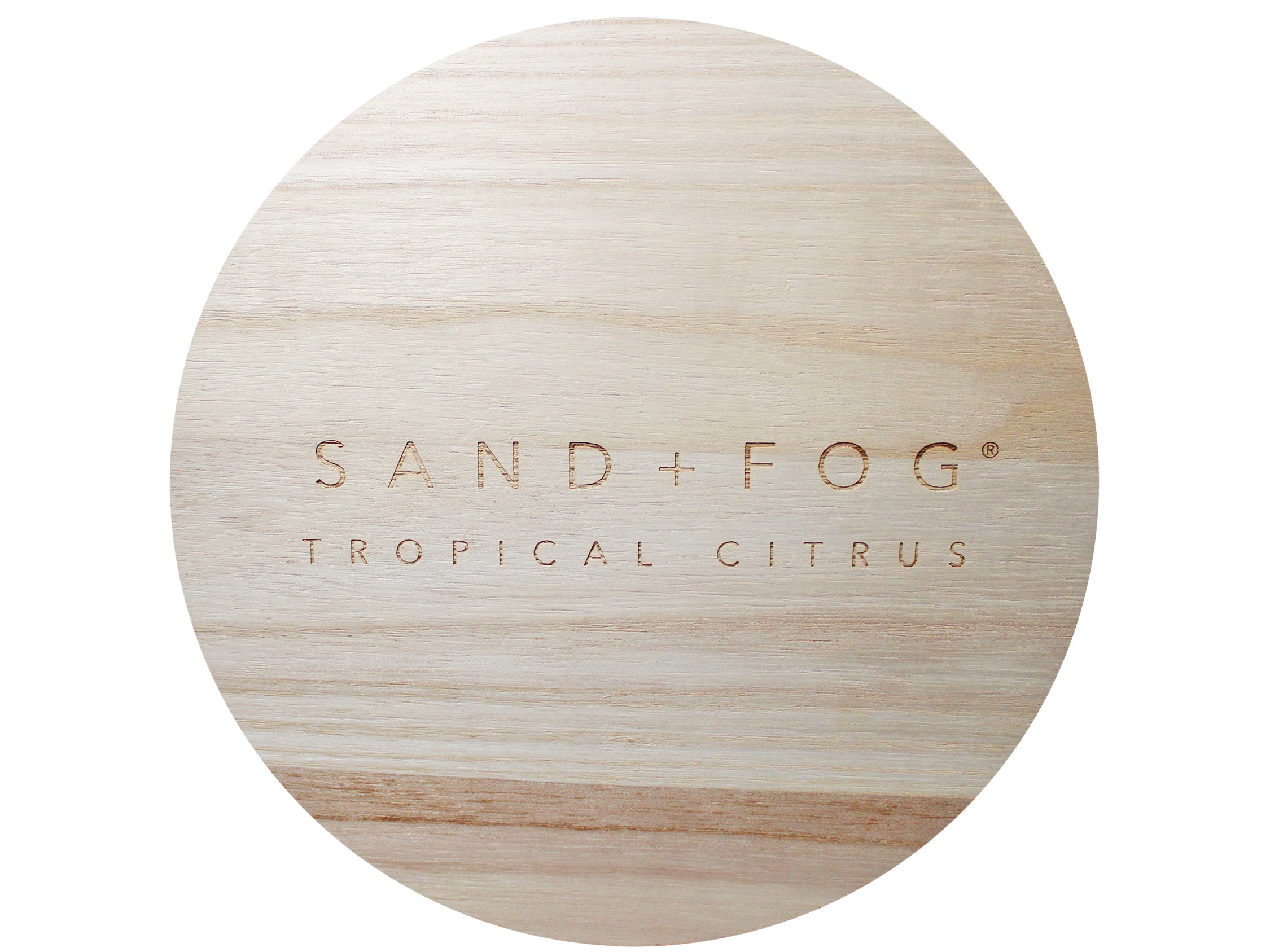 Wood lid "Sand + Fog Tropical Citrus" carved