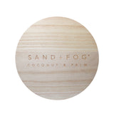 Wood lid "Sand + Fog Coconut & Palm" carved