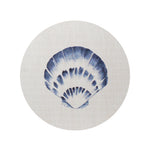 Wood lid with blue painted seashell 