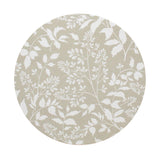 Scented candle lid with beige botanical floral pattern on light gray top